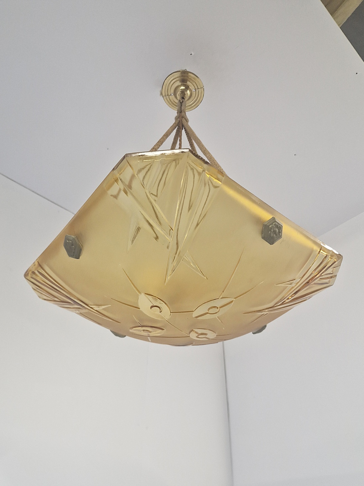 Verrerie D'art Degué | Amber Art Deco Plafonnier | France c.1930 | SOLD - Image 9