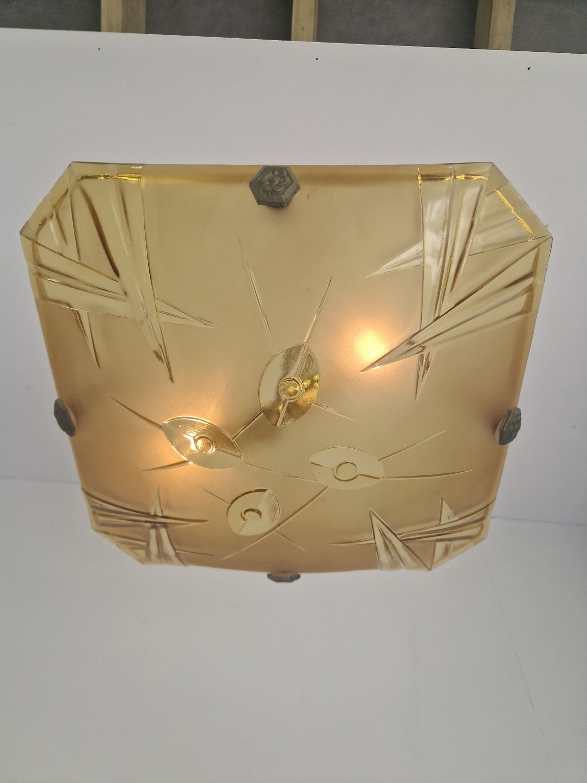 Verrerie D'art Degué | Amber Art Deco Plafonnier | France c.1930 | SOLD - Image 10