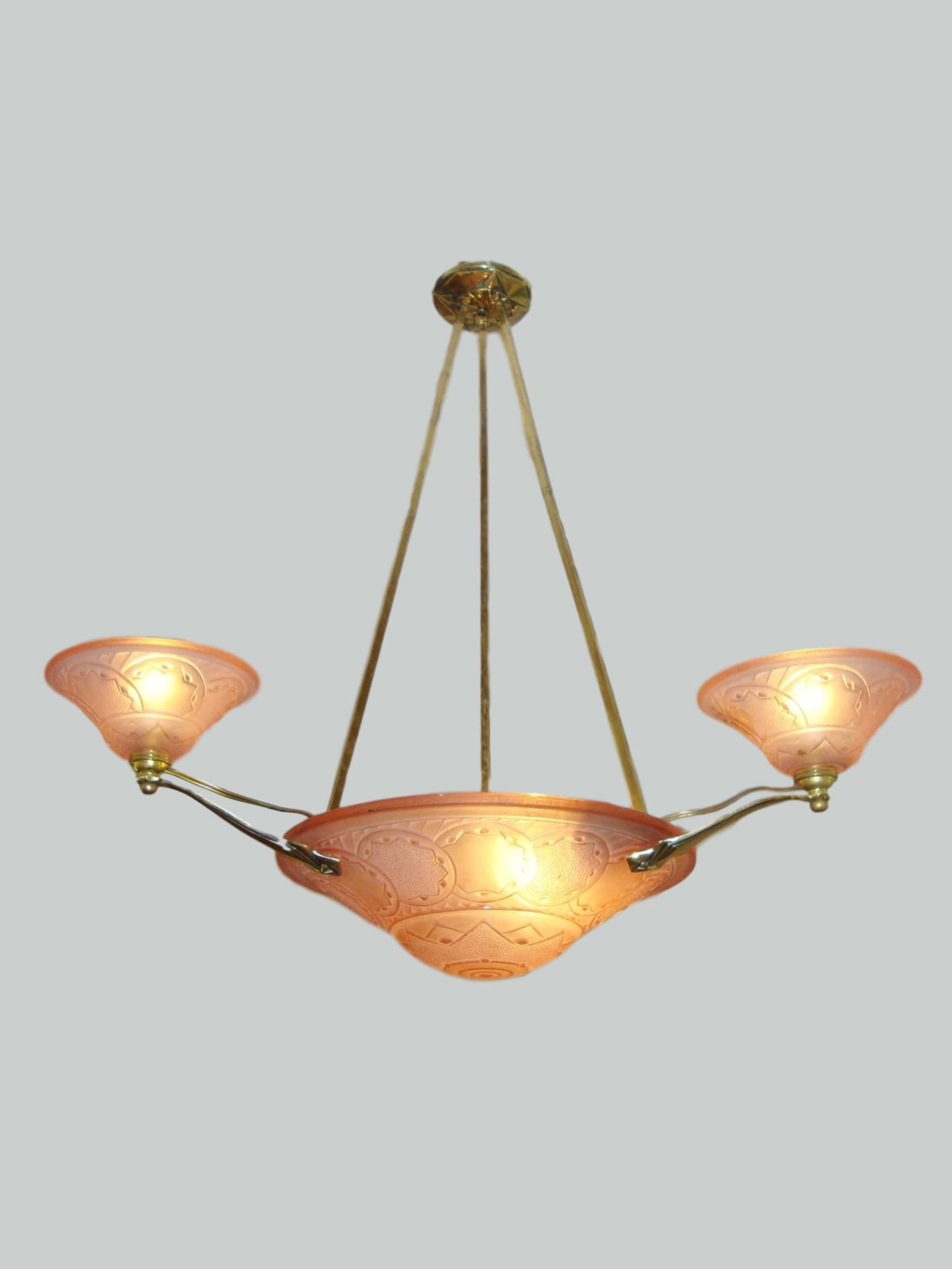 Unsigned | Pink Moulded-Glass Art Deco Ceiling Light | France c.1930 | SOLD