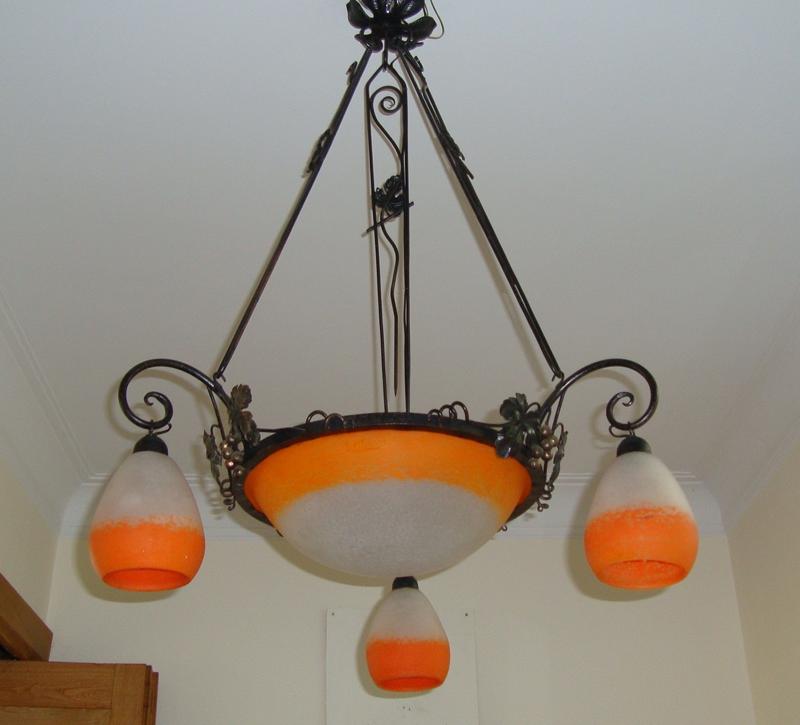 Rethondes (Degué) | Orange Pate-de-verre Chandelier | France c.1930 | SOLD - Image 2