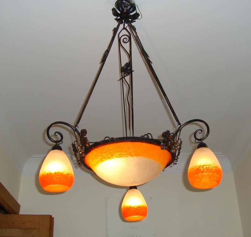 Rethondes (Degué) | Orange Pate-de-verre Chandelier | France c.1930 | SOLD - Image 3