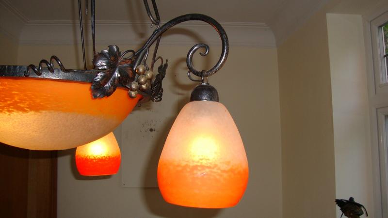 Rethondes (Degué) | Orange Pate-de-verre Chandelier | France c.1930 | SOLD - Image 5