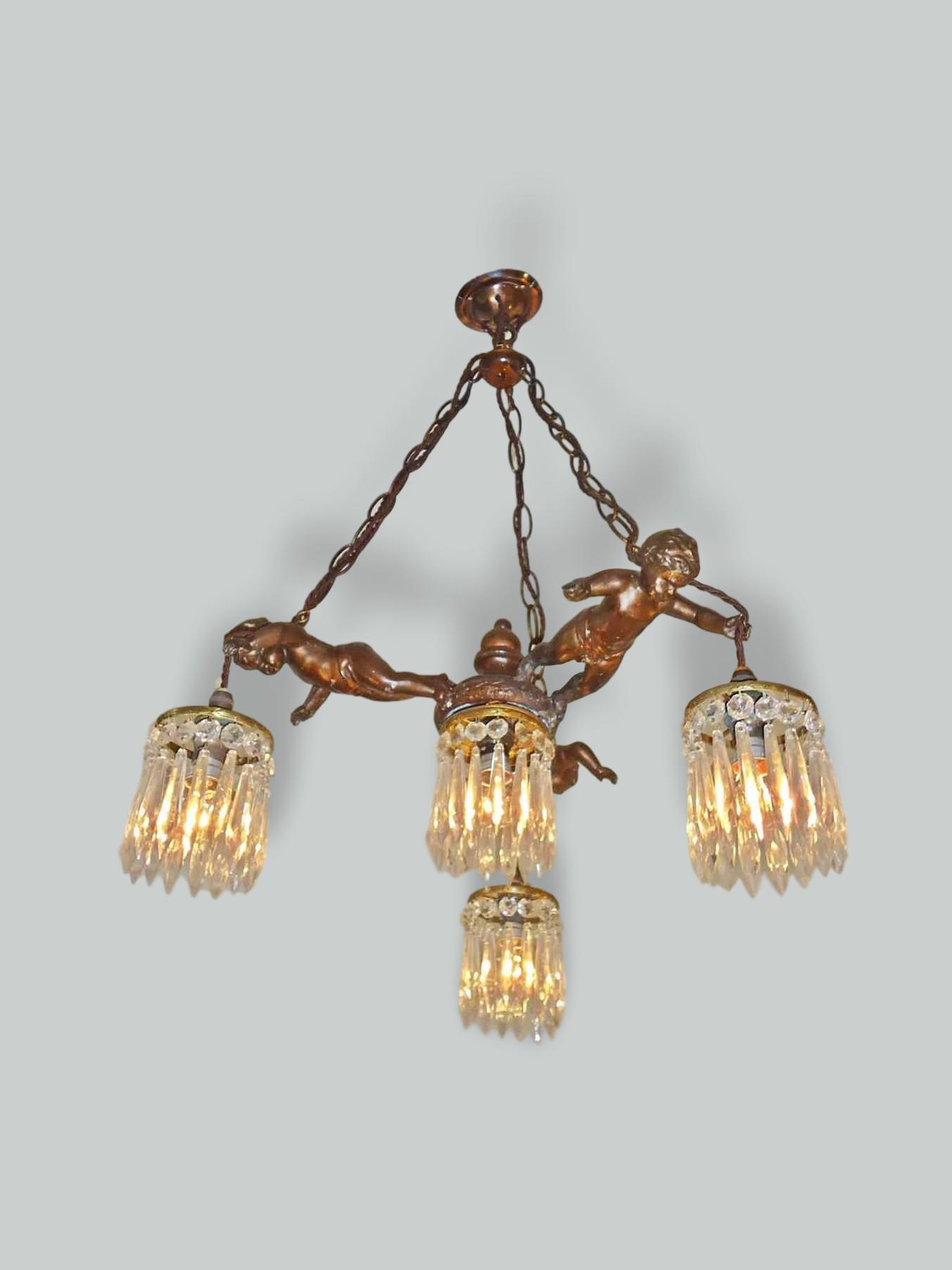 Unsigned | "Baroque" style Cherub Ceiling Light | France c.1915