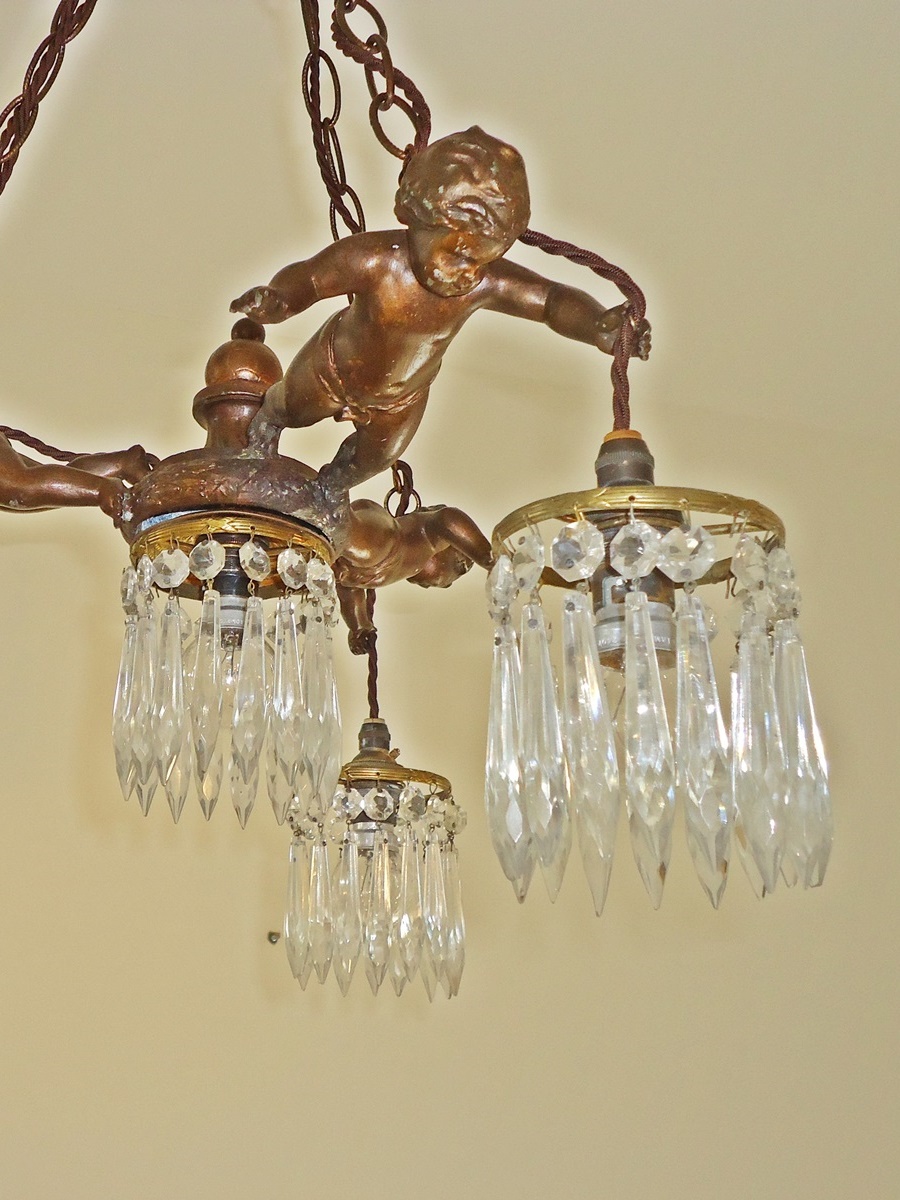 Unsigned | "Baroque" style Cherub Ceiling Light | France c.1915 - Image 2