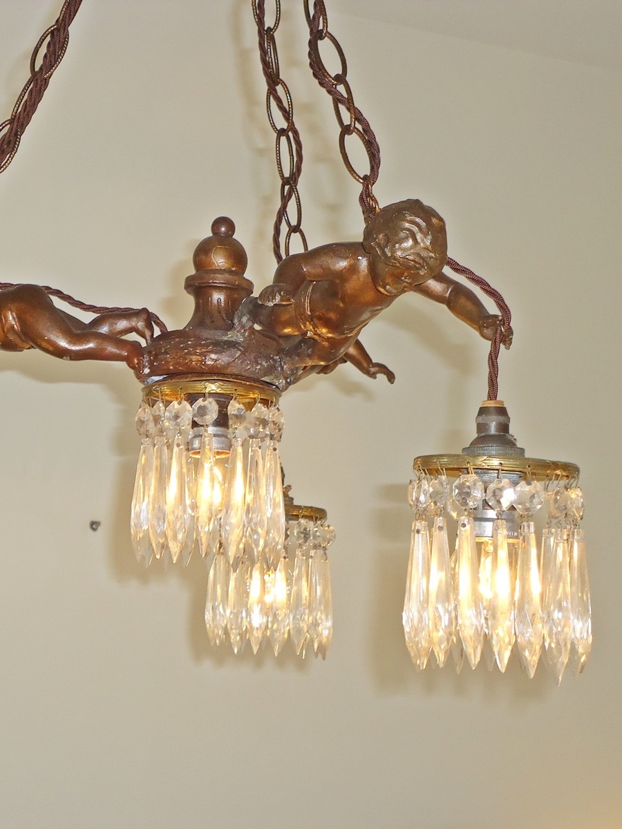 Unsigned | "Baroque" style Cherub Ceiling Light | France c.1915 - Image 3
