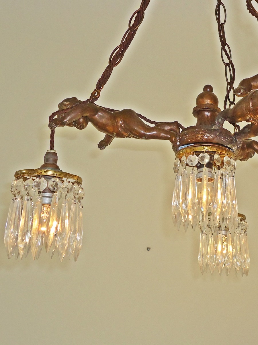 Unsigned | "Baroque" style Cherub Ceiling Light | France c.1915 - Image 4