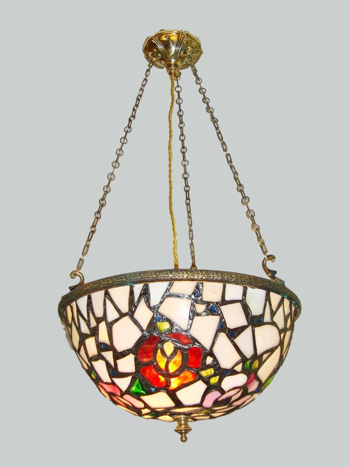 A Pair of English Leaded Glass Plafonniers | England 1st half c.20th | SOLD