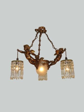 Unsigned | 3-Branch Cherub Ceiling Light | France c.1910-20 | SOLD