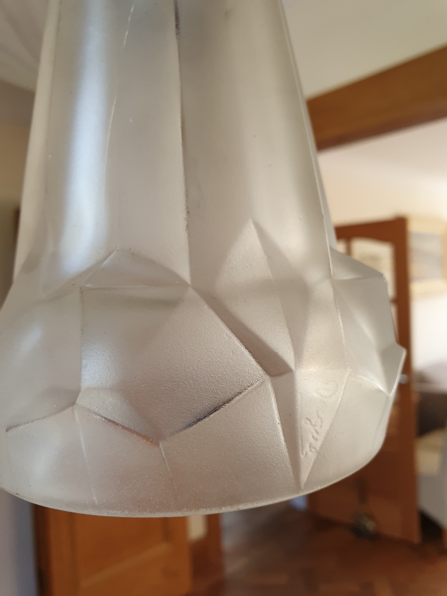 Verrerie D'art Degué | Wrought-Iron Ceiling Light | France c.1935 - Image 7