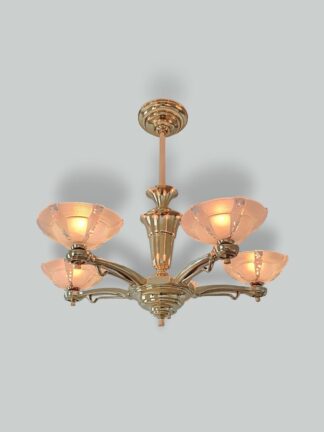 Ezan (Jean Gauthier) | 5-Branch Art Deco Chandelier | France c.1935 | SOLD
