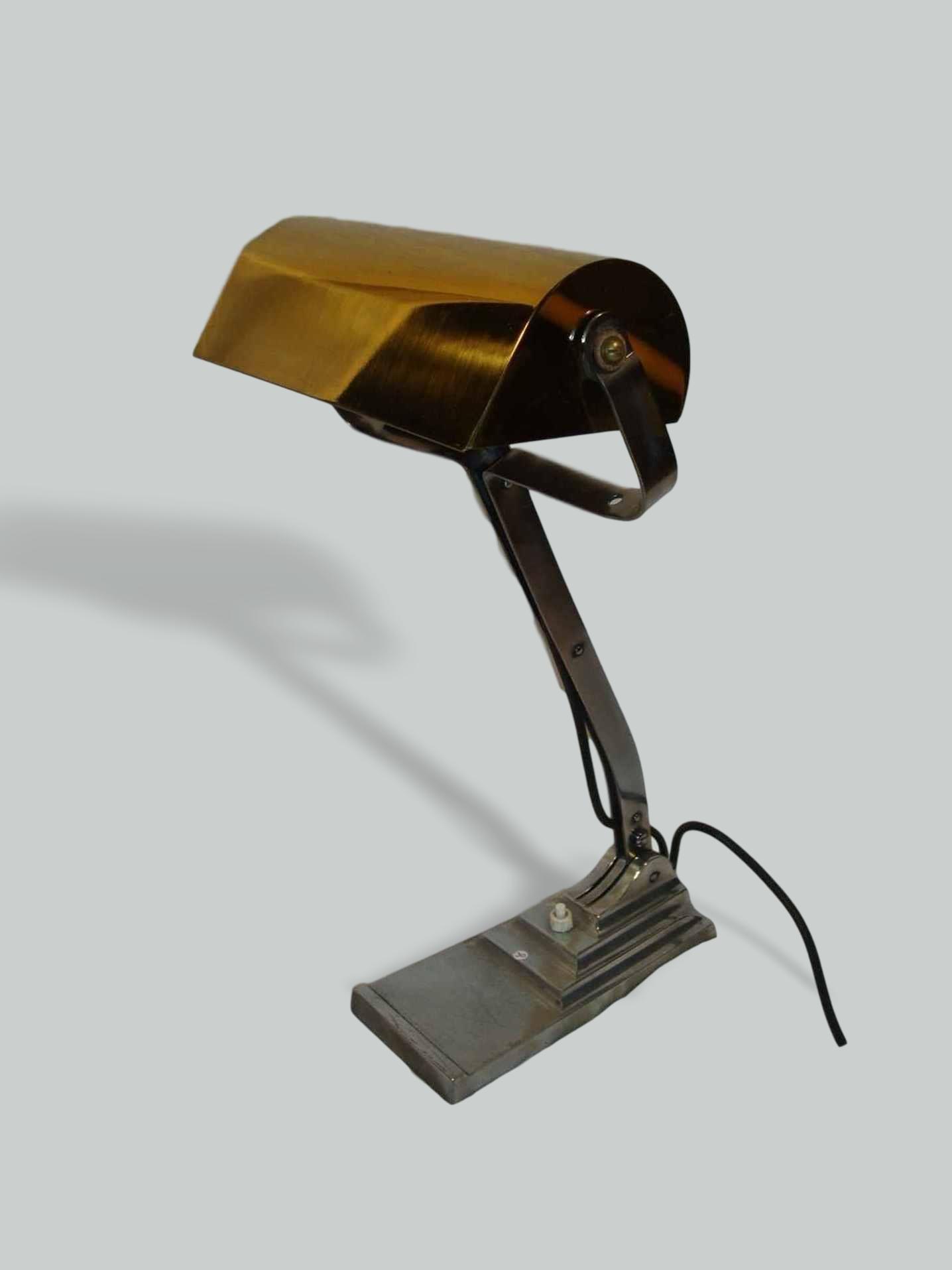 Unsigned | 2 Steel & Brass "Officer's" Desk Lamp | Belgium c.1940 | 2 Available | SOLD