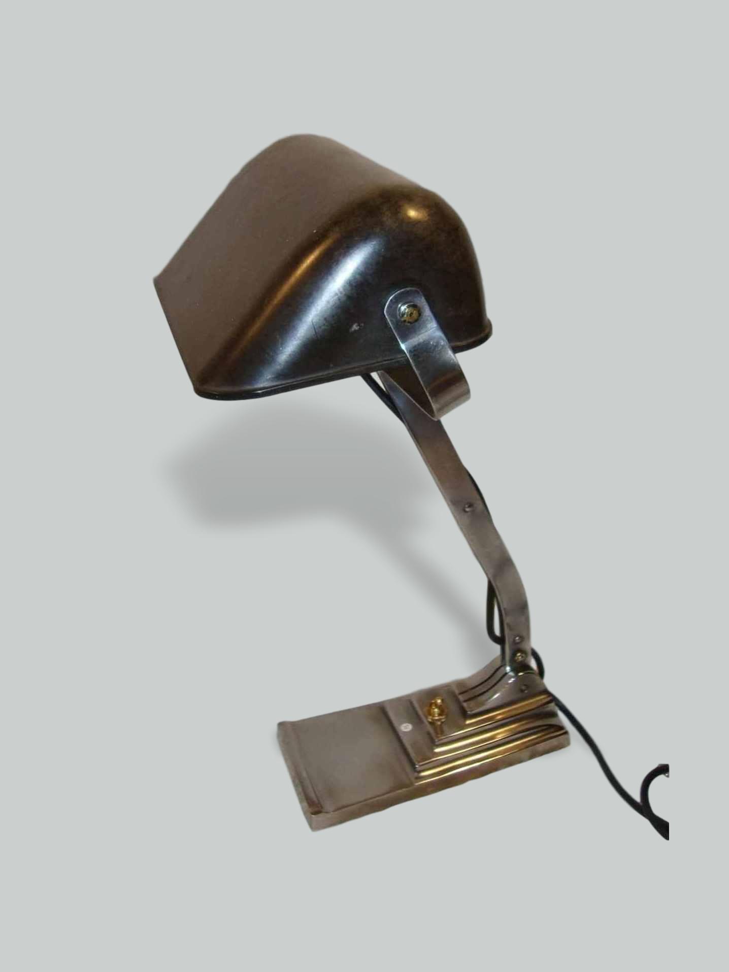 Unsigned | Steel & Bakelite "Officer's" Desk Lamp | Belgium c.1940