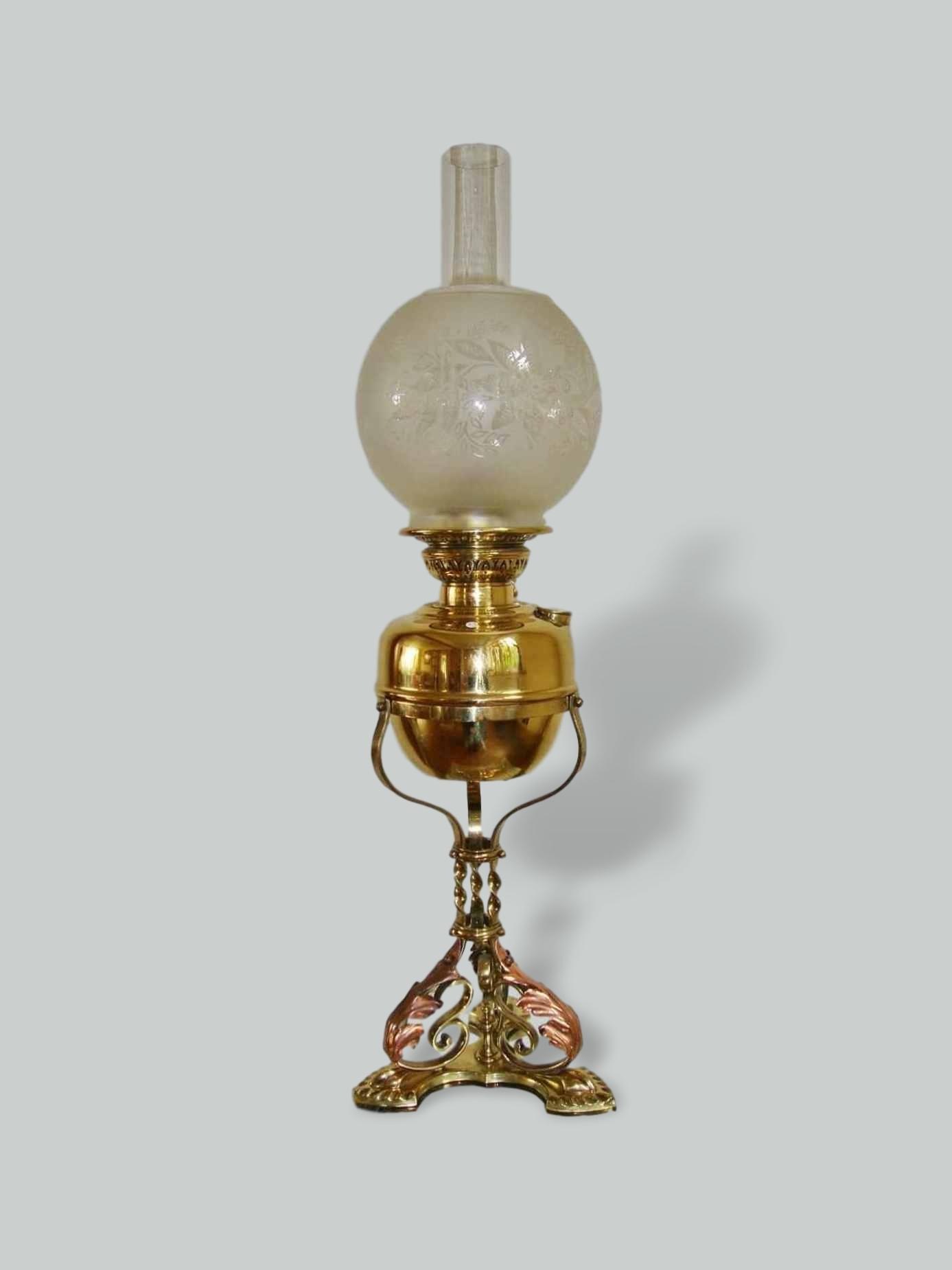 Veritas Lampworks | Unconverted Jugendstil Oil Lamp | Germany c.1895