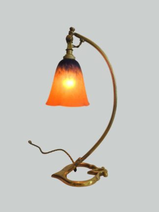 Verreries Charles Schneider | Art Nouveau "Swan" Desk Lamp | France Early c.20th | SOLD