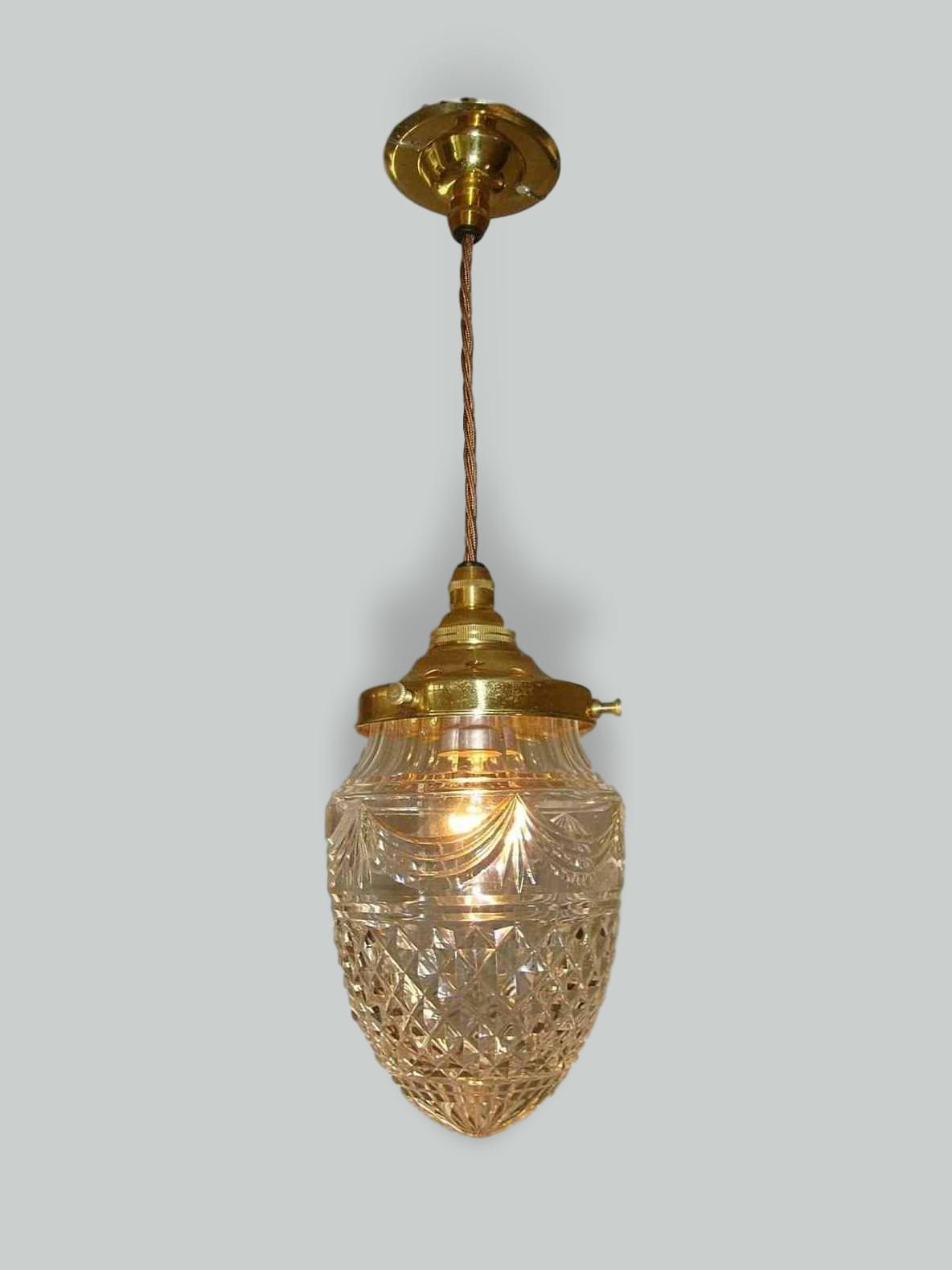 Unsigned | 2 Cut-Glass "Pineapple" Lampshades | England c.1900 | SOLD