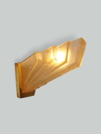 Ernst Marius Sabino | 2 Frosted Glass Art Deco Wall Lights | France c.1935