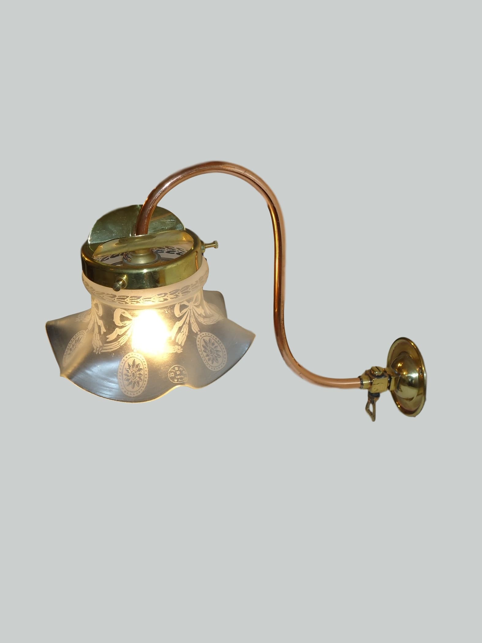 Unsigned | 2 Copper and Brass "Swan-Neck" Gas Wall Lights | England c.1925 | SOLD