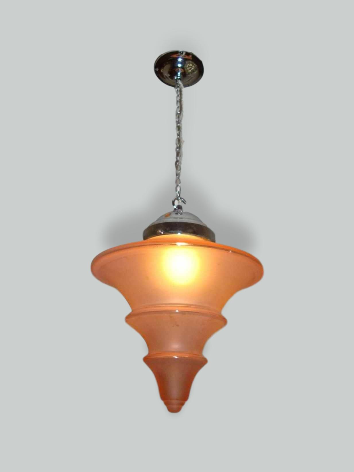 Unsigned | Pink-Glass Art Deco Lantern | France c.1930 | SOLD