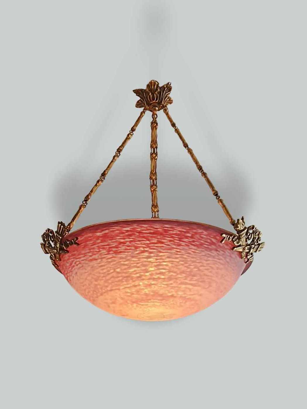 Verreries Charles Schneider |  Pate-de-verre Plafonnier | France c.1930 | SOLD