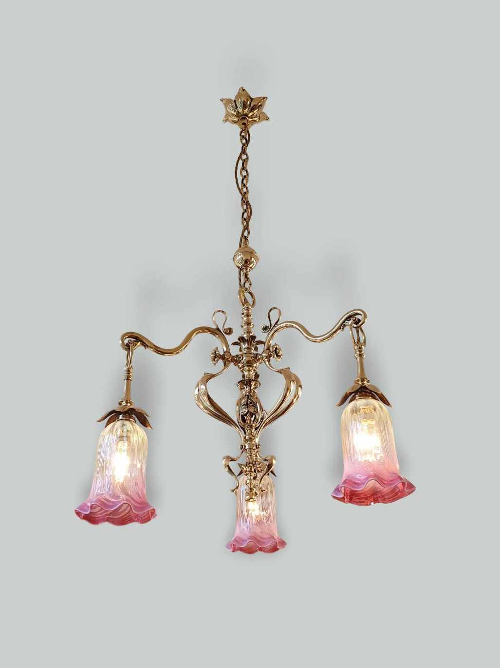 Samuel.S.Messenger & Sons, Birmingham | Cast-Brass Art Nouveau Electrolier | 1901 | SOLD