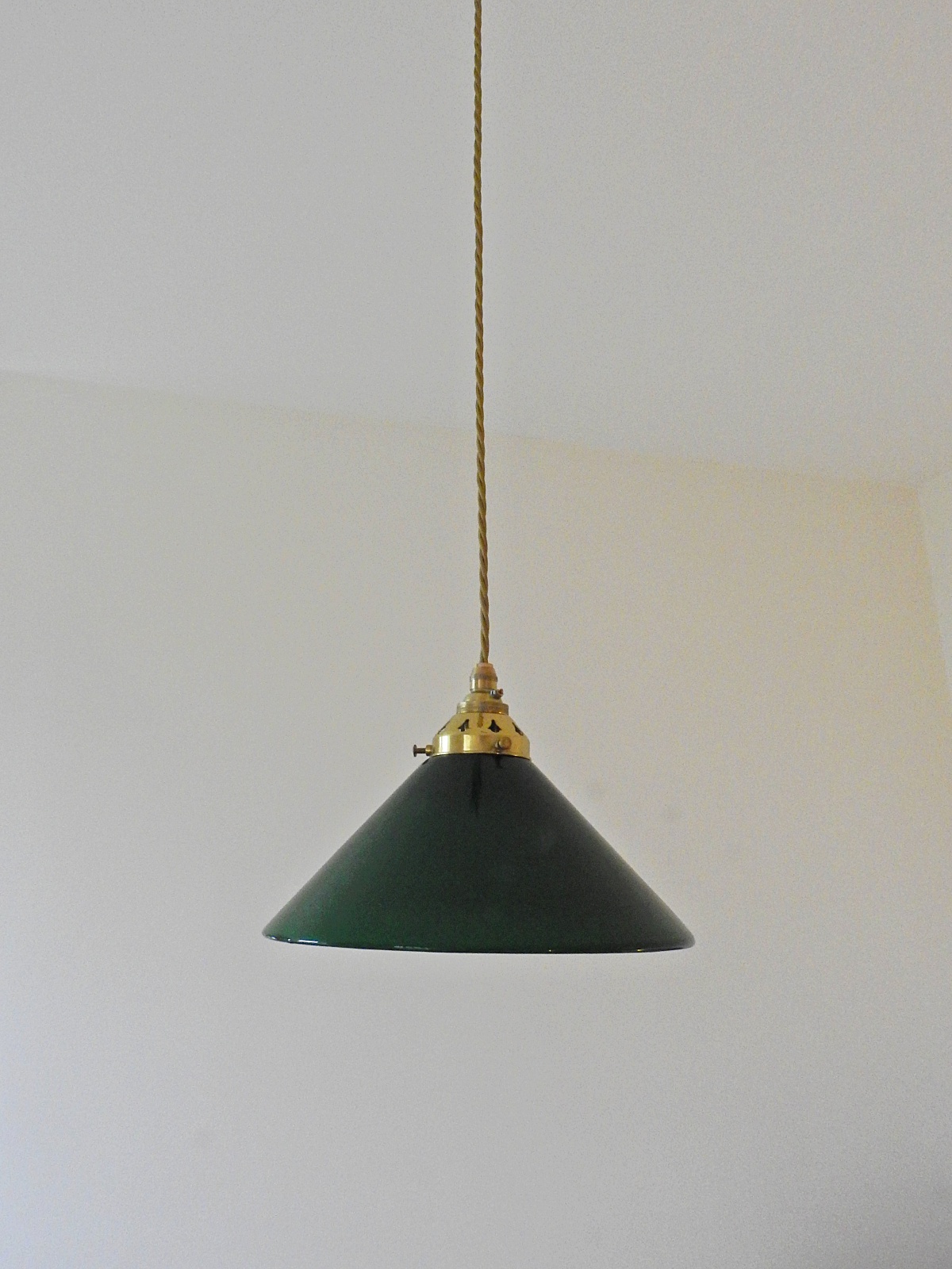 Unsigned | 2 Green-Glass "Coolie" Pendant Lampshades | England 1st Half c.20th | SOLD - Image 2