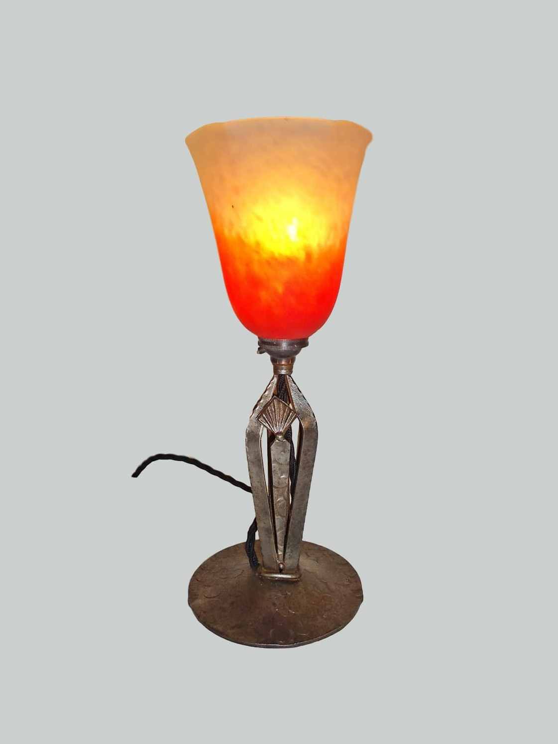Verreries Charles Schneider | Petite Wrought-Iron Table Lamp | France c.1925 | SOLD
