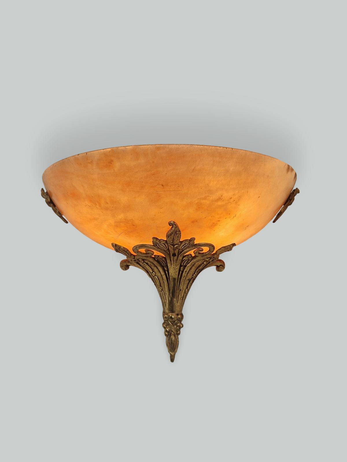 Unsigned | "Rococo" Style Gilt-brass & Alabaster Wall Light | France c.1925