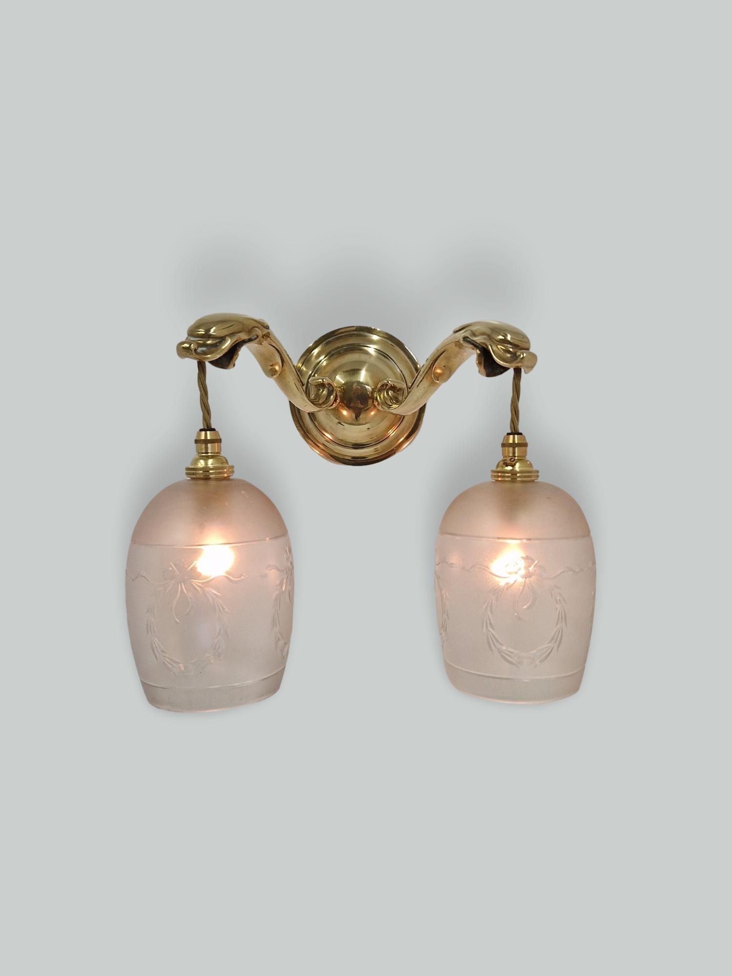 Unsigned | 2 Cast-brass Twin-arm Wall Lights | England c.1910-20