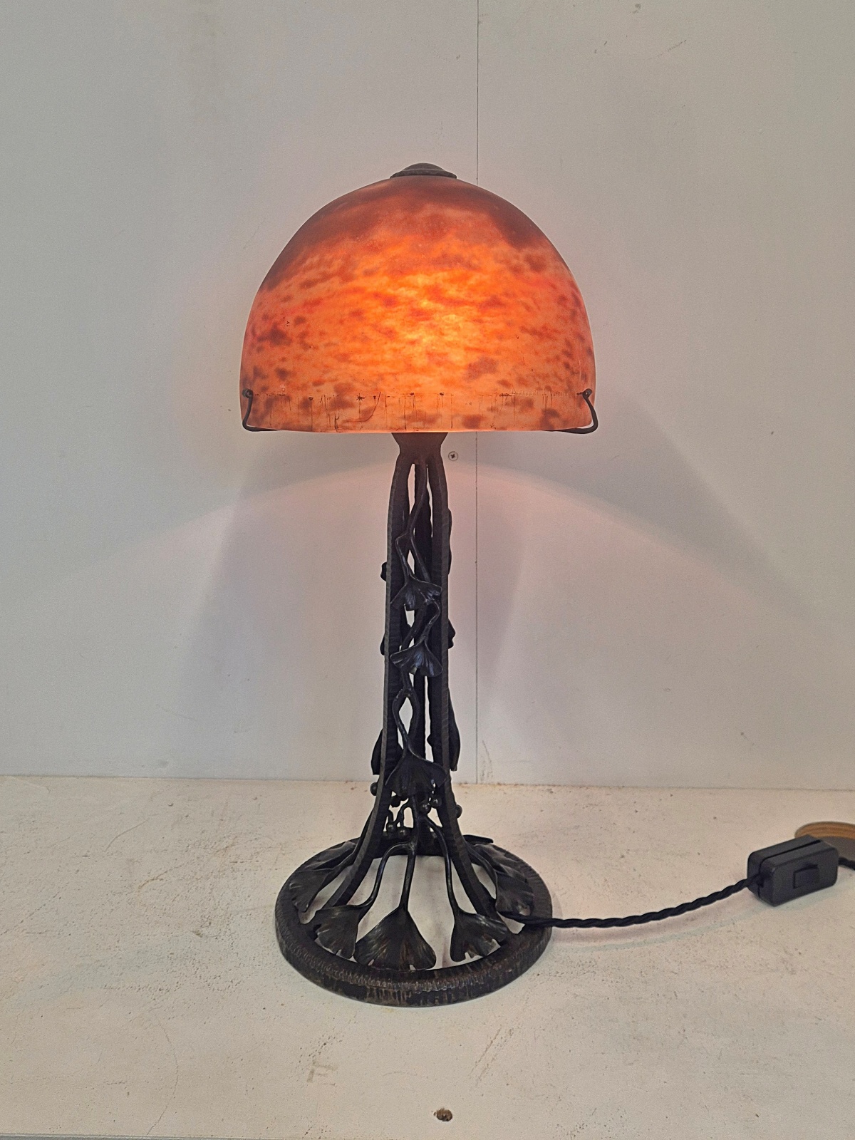 Attributed Barthélémie, Marsailles & Daum Frères, Nancy | Wrought-Iron "Mushroom" Table Lamp | France c.1920 | SOLD - Image 2