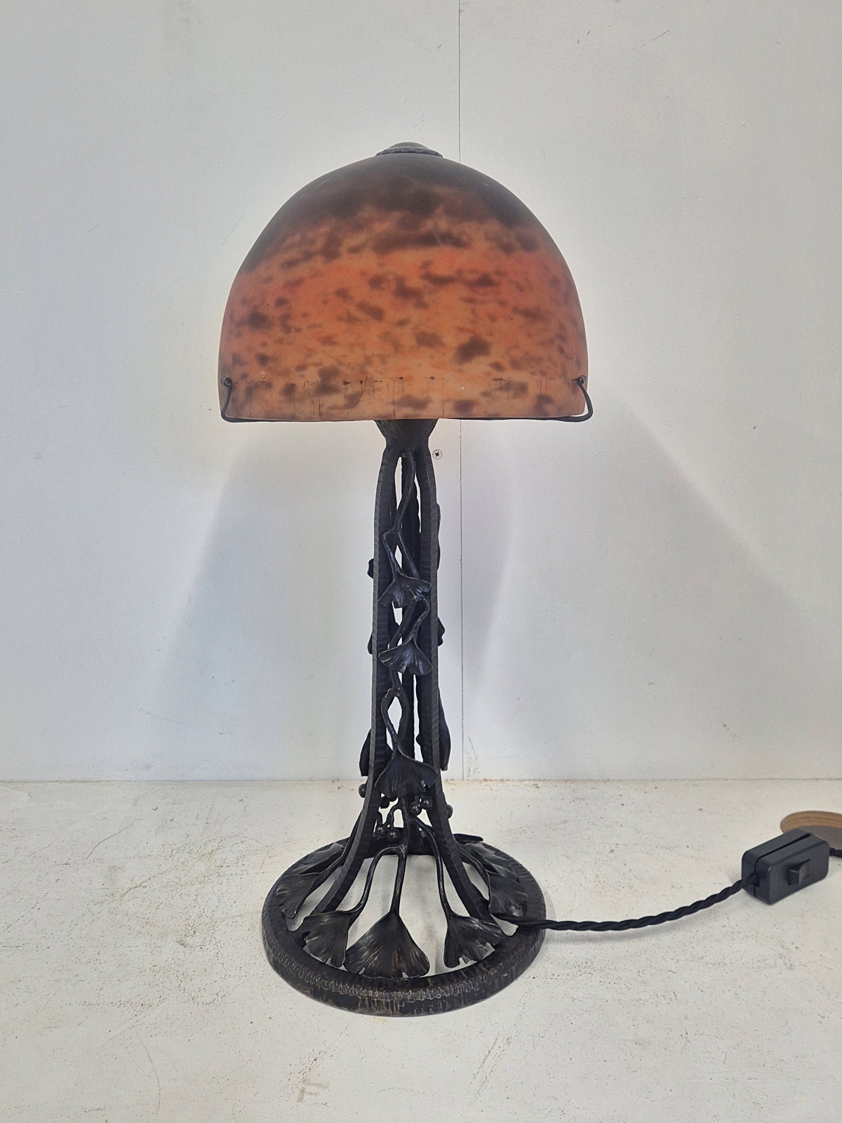 Attributed Barthélémie, Marsailles & Daum Frères, Nancy | Wrought-Iron "Mushroom" Table Lamp | France c.1920 | SOLD - Image 3