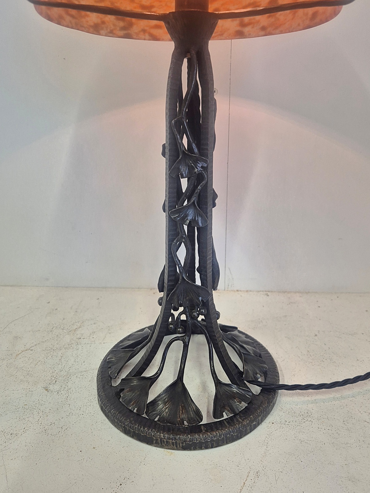 Attributed Barthélémie, Marsailles & Daum Frères, Nancy | Wrought-Iron "Mushroom" Table Lamp | France c.1920 | SOLD - Image 6