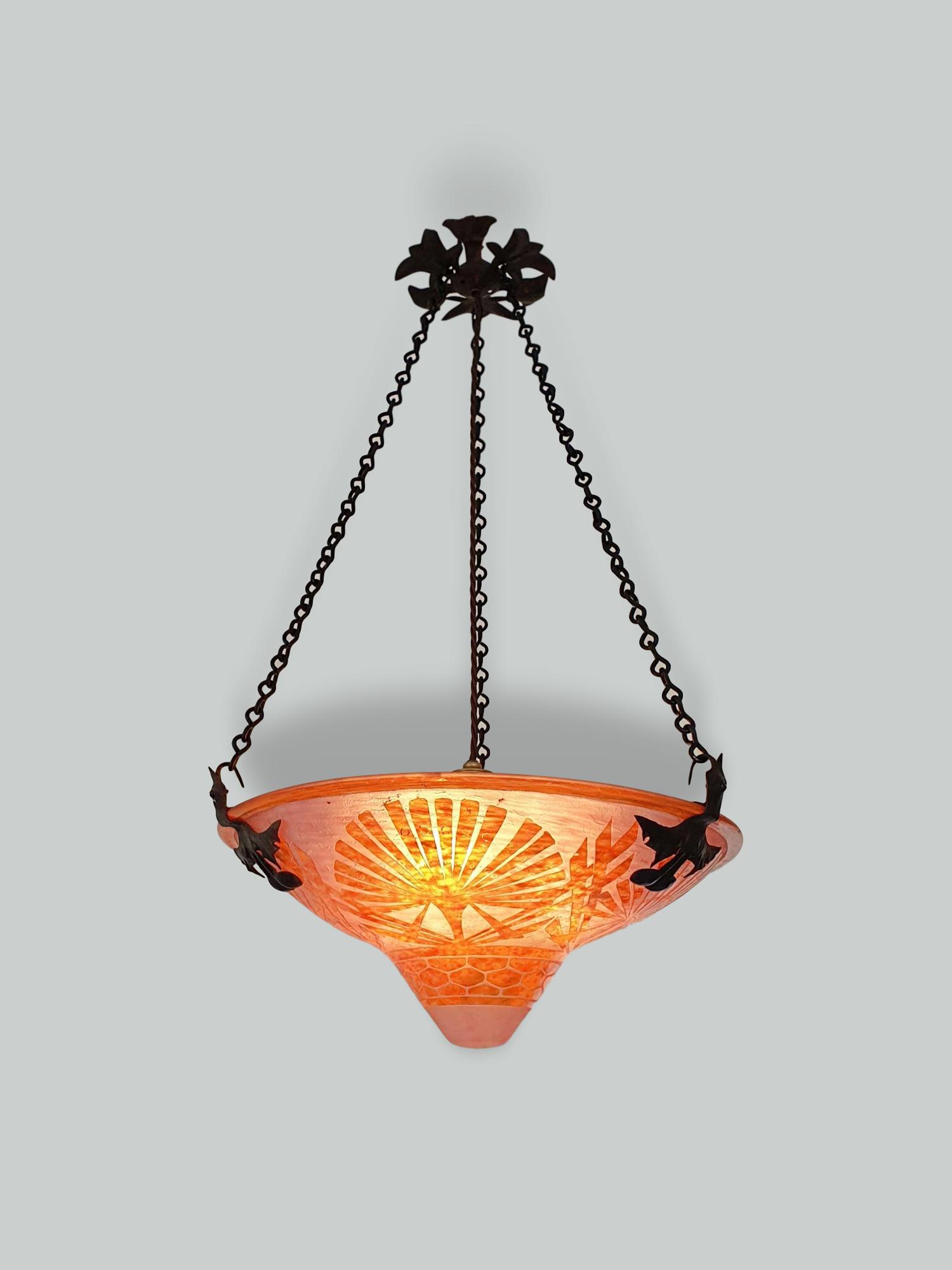 Le Verre Français (Verreries Schneider) | Cameo-Glass Plafonnier | France c.1922