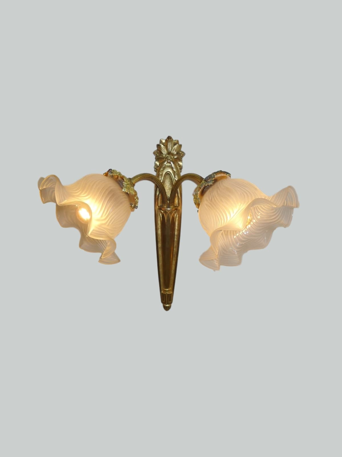 Unsigned | 2 Gilt Bronze Twin-Arm Wall Appliques | France c.1930
