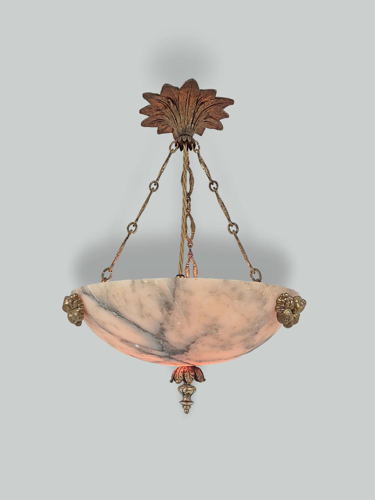 Unsigned | Small Neoclassical Alabaster Plafonnier | France Early c.20th | SOLD