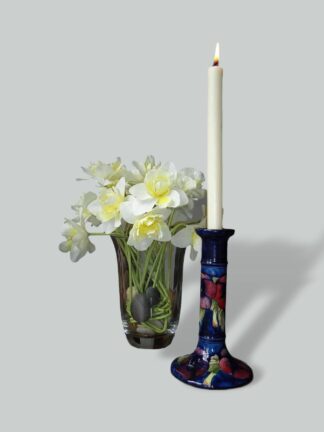 William Moorcroft| Art Nouveau "Pansy" Candlestick | England c.1925