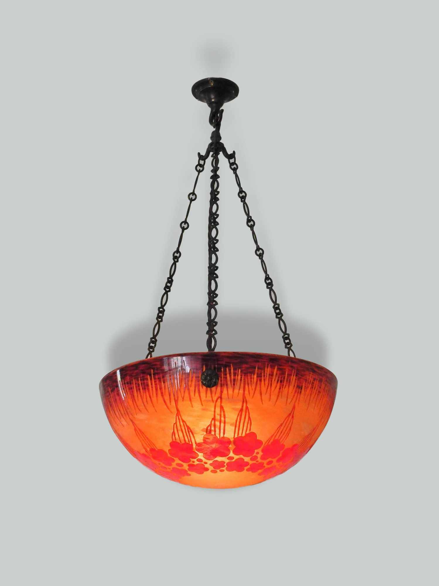 Le Verre Français (Verreries Schneider) | "Cardamines" Cameo Plafonnier | France c.1925