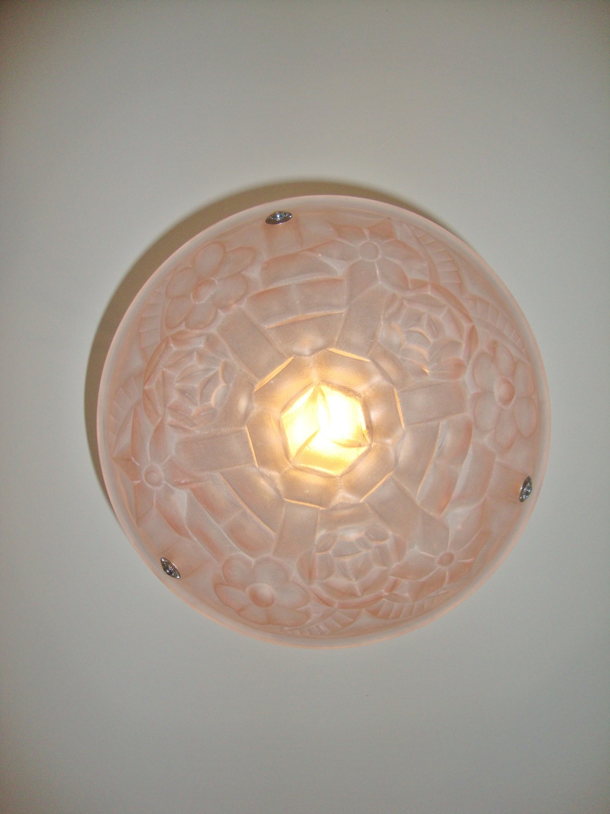 Degué | Pink Art Deco Plafonnier | France c.1930 | SOLD - Image 3