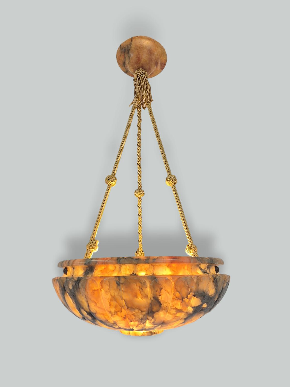 Unsigned | Rare Classical Alabaster Plafonnier | French c.1900