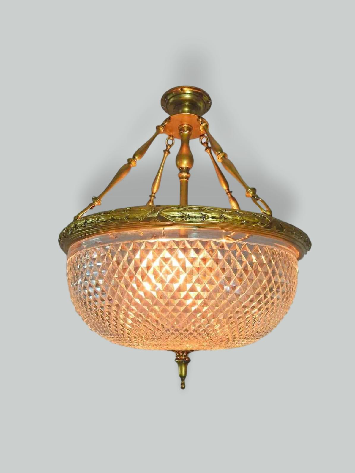 F & C Osler, Birmingham | Cut-Glass Plafonnier | England c.1910 | SOLD