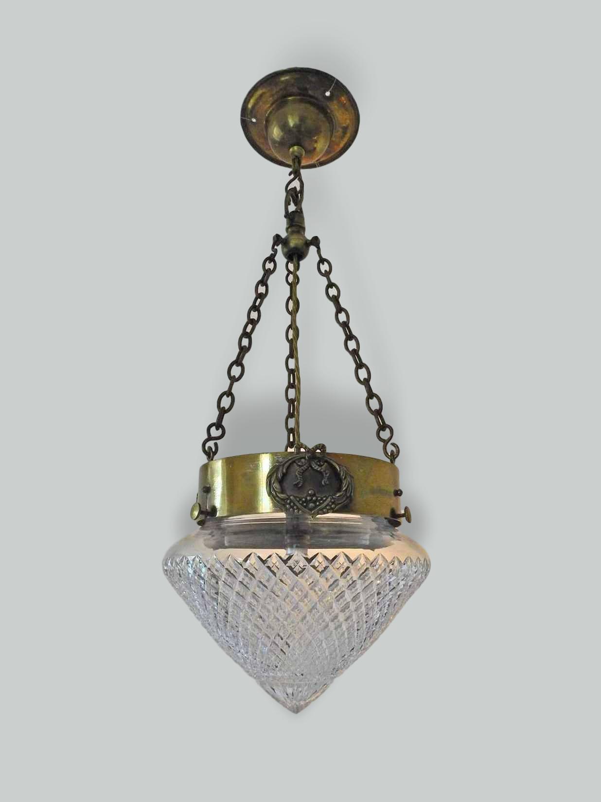Unsigned | Stylish Cut-Glass Hanging Lantern | England c.1905