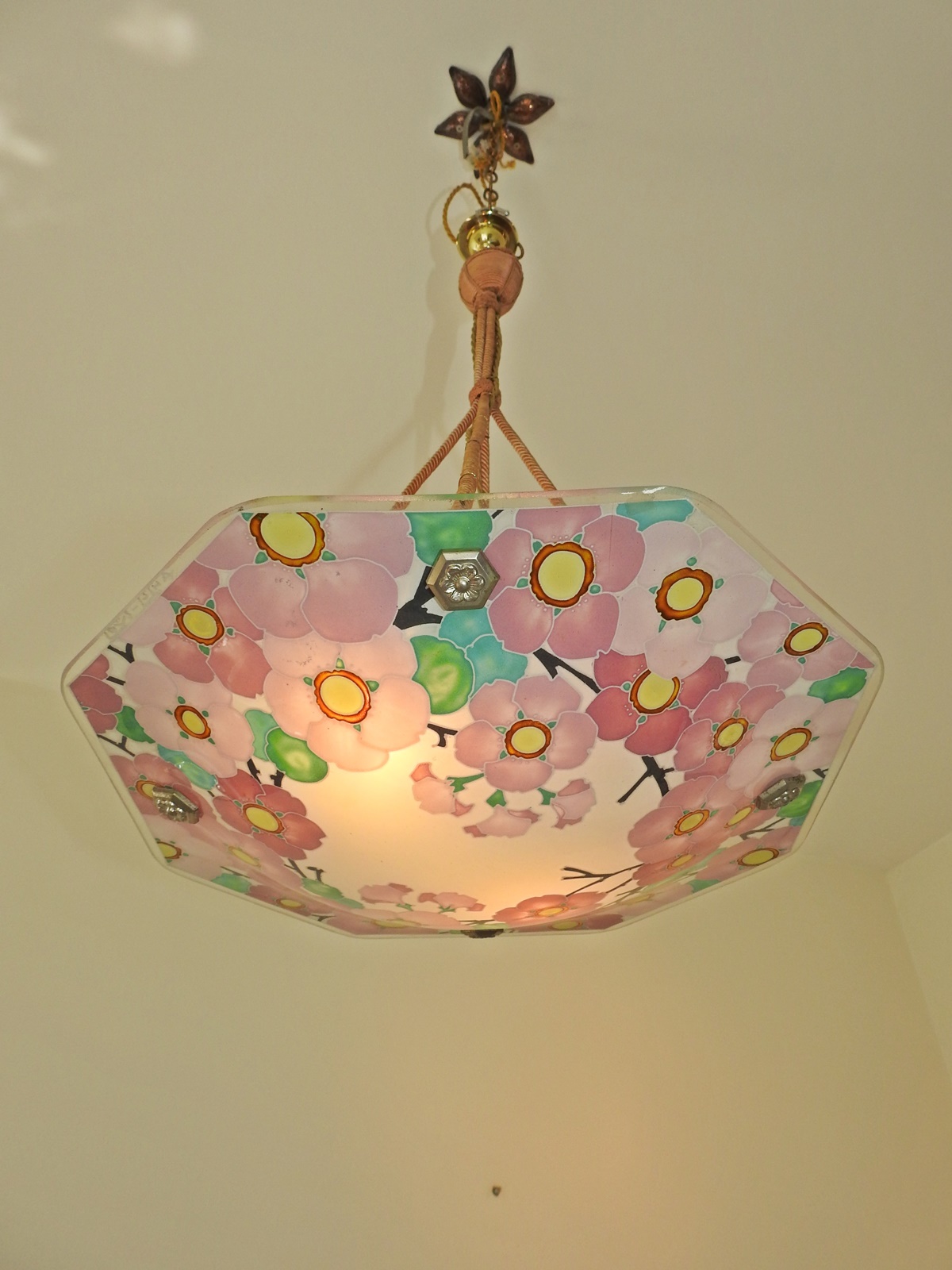 Loys Lucha, Paris | Enamelled Glass Plafonnier | France c.1930 | SOLD - Image 3