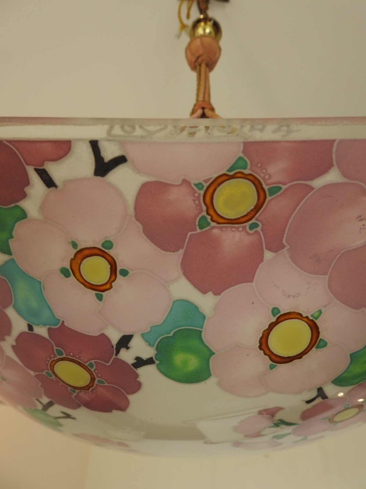 Loys Lucha, Paris | Enamelled Glass Plafonnier | France c.1930 | SOLD - Image 5