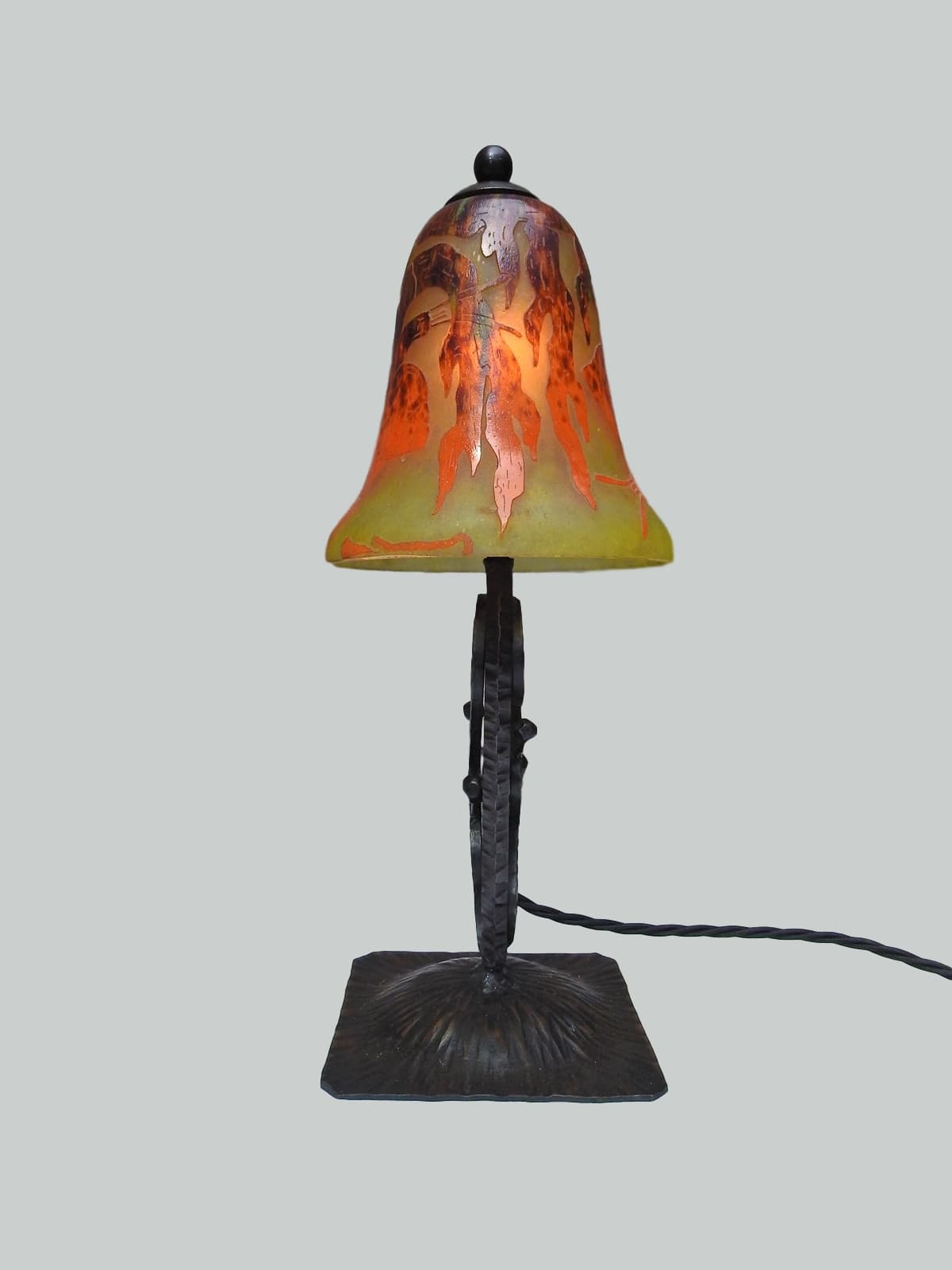 Le Verre Français (Verreries Schneider) | A Wrought-Iron "Mushroom"  Table Lamp | France c.1925