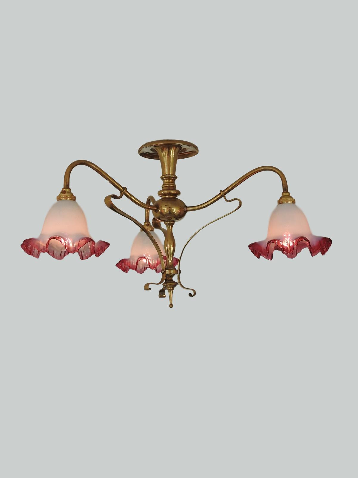 The General Electric Company (G.E.C) | 3-Branch Art Nouveau Ceiling Light | England Early c.20th | SOLD