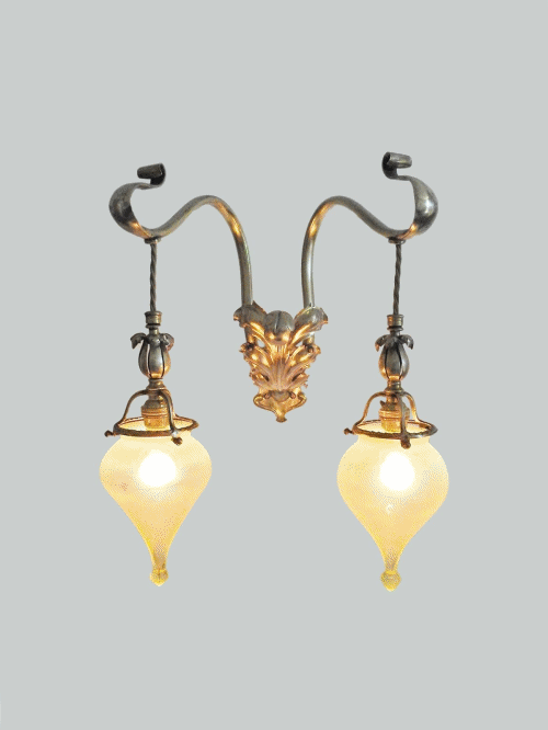 F & C Osler with James Powell & Sons | Collection of 6 Ensuite Art Nouveau Wall lights | England c.1905