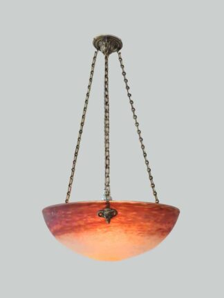 Muller Frères, Luneville | Pate-de-verre Plafonnier | Silver Ram's Head Chains | SOLD