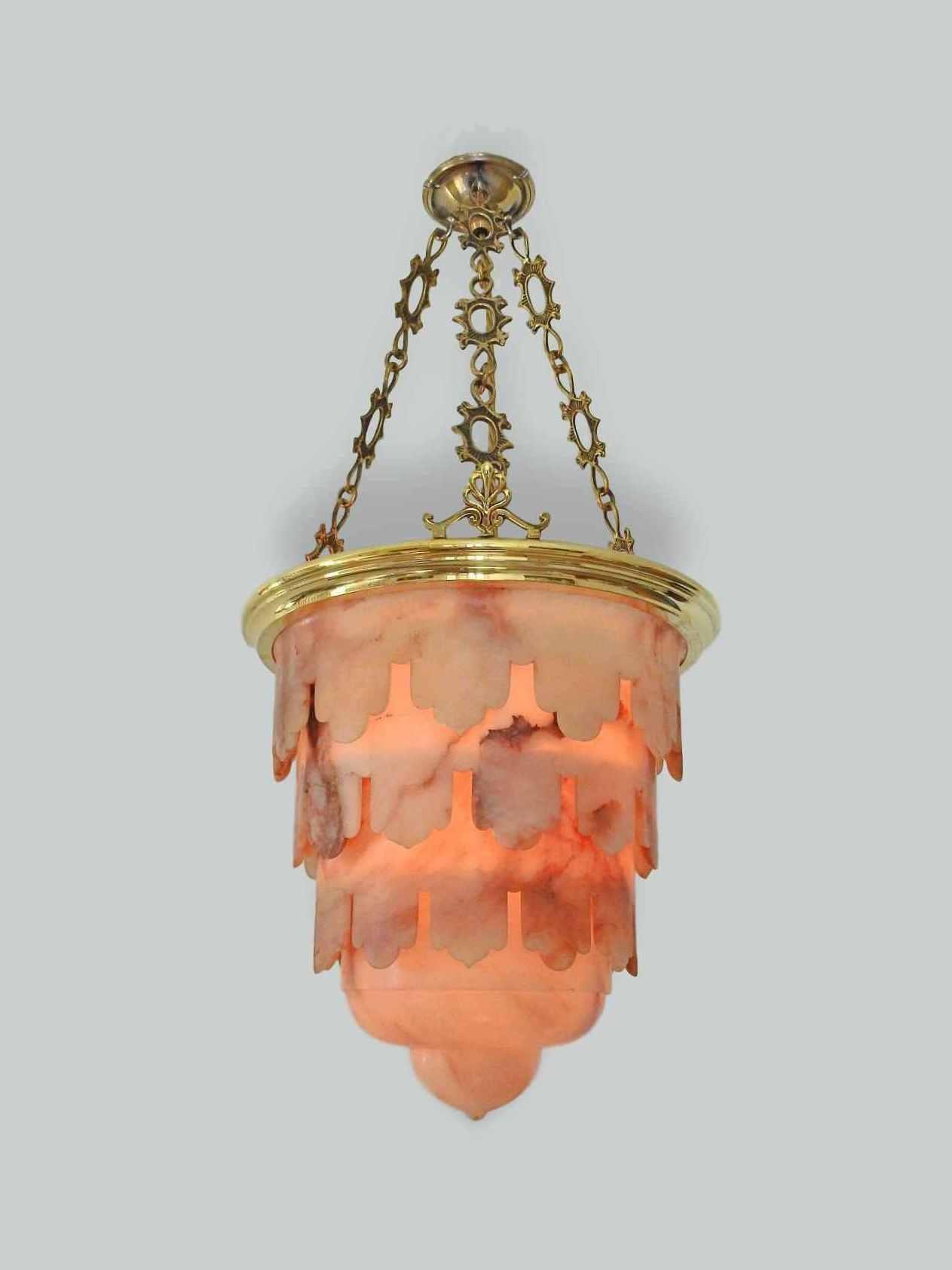 Unsigned | Rare Alabaster Hanging Lamp | European early c.20th | SOLD