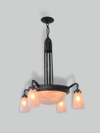 Marcel Vasseur & Muller Frères | Art Deco Wrought-iron Chandelier | France c.1930 | SOLD