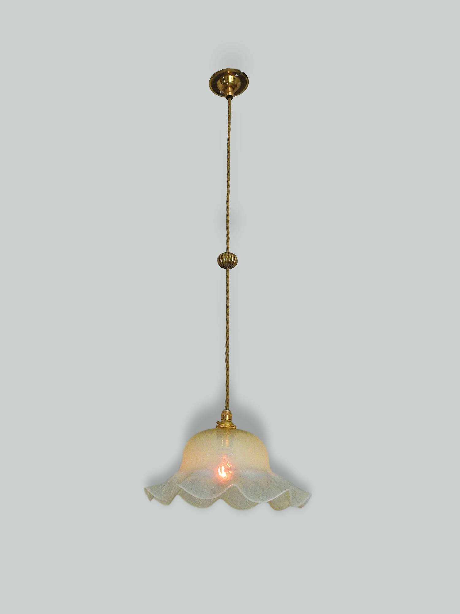 Possibly James Powell & Sons (Whitefriars) | Large Vaseline-glass "Jelly" Lampshade | England c.1900 | SOLD