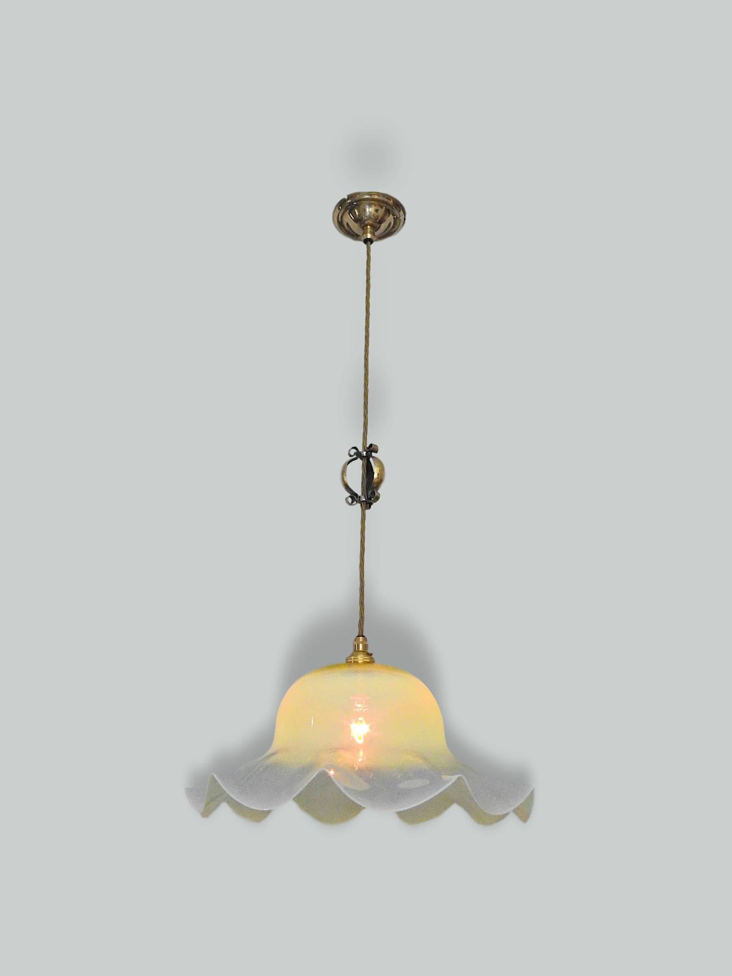 Possibly James Powell & Sons (Whitefriars) | Very Large Vaseline-glass "Jelly" Lampshade | England c.1900 | SOLD